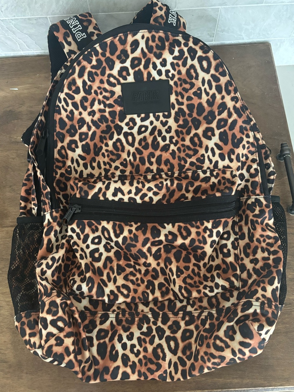 Full size leopard print Victoria’s Secret Pink backpack
